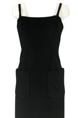 Extraordinary 1970s Bill Blass Black Cashmere Front Pocket Evening Dress