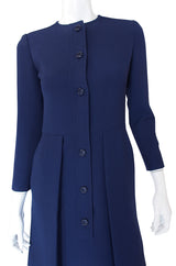 1960s Christian Dior Blue Front Button Dress