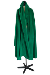 Fabulous Recent Balenciaga Vivid Green Felted Wool Cape w Hood & Front Panels