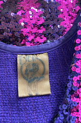 Fabulous 1973 Biba Purple and Pink Sequin Knit Jumper Pull-over Vest Top