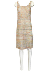 Spring 1981 Halston Couture Runway Hand Beaded Pastel Color Dress