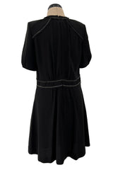 Prettiest 2015 Isabel Marant Easy To Wear Black Mini Dress w White Stitching