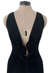 Stupendous Spring 2008 Valentino Original Runway Black Front & Back Plunge Bow Dress