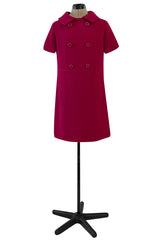 Documented Spring 1966 Christian Dior by Marc Bohan Haute Couture Raspberry Fuchsia Shift Dress