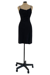 1960s Christian Dior Numbered Demi-Couture Dress w Glittering Crystal Rhinestone Straps