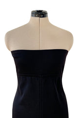 1990s Yves Saint Laurent Black Stretch Jersey Strapless Dress w Original Hang Tag