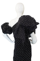 1980s Mr Blackwell Silk Eyelash Detail Gown