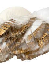 Incredible 1960s Christian Dior Gold Tipped Feather Brim Ivory Hat
