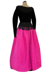 Fall 1976 Louis Mies Possible Yves Saint Laurent Haute Couture Pink & Velvet Bead Dress