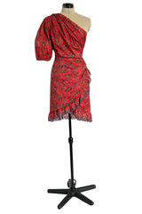 Prettiest 2018 Isabel Marant Etoile Esther One Shoulder Red Floral Print Dress