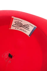 1960s Red Mr John Fedora Hat with Leather Feather Detail