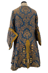 Remarkable Late 1800s Charles H. Fox Theatre Costume Gold & Blue Brocade Great Coat
