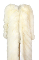 1970s Saks SFAntastic Ivory & Pale Yellow Down Feather Maxi Coat