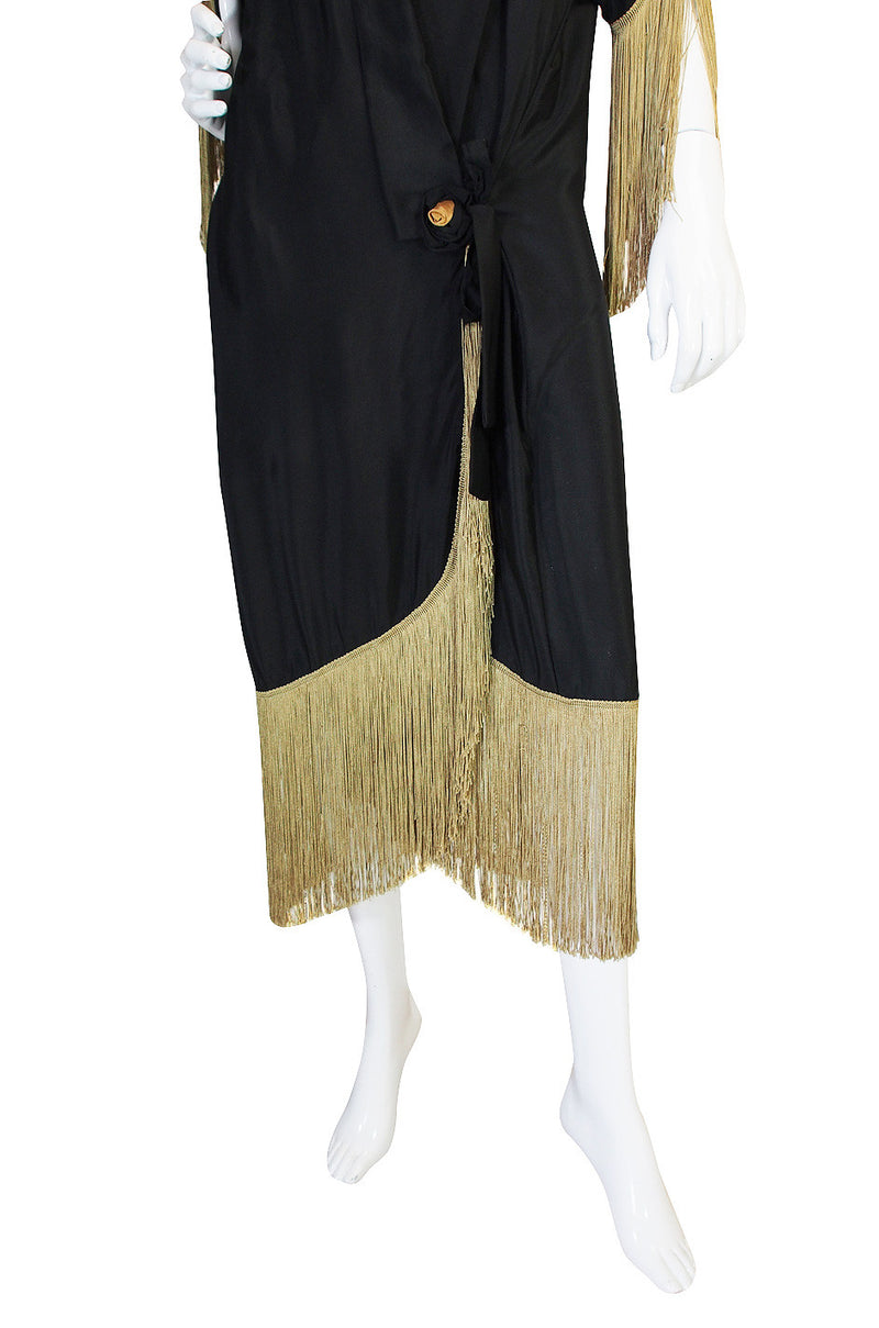 1920s Silk Fringe Dressing Gown or Evening Coat
