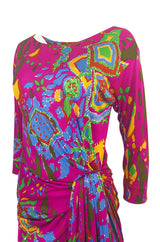 Spring 1991 Yves Saint Laurent Runway & Ad Campaign Printed Draped Dress