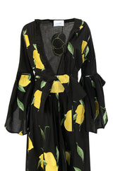 Recent We Are Leone "Amalfi Lemon" Wrap Dress Kimono Cover Up
