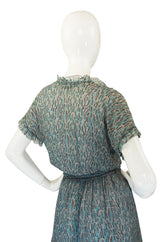 1970s Scott Barrie Silk Chiffon Ruffle Dress