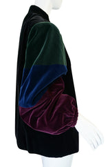 1970s Saint Laurent Multi Color Velvet Smock Jacket