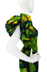 1970s Couture Galanos Dramatic Silk Gown