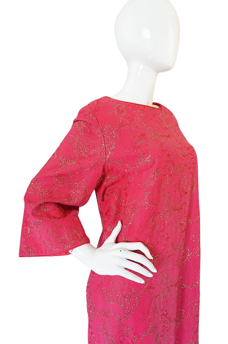 1960s Hand Embroidered B. Cohen Pink Caftan Dress
