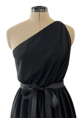 Easy to Wear 1970s Halston Black Jersey One Shoulder High Low Dress