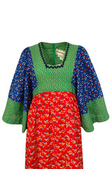 1960s Young Innocents by Arpeja Cotton Floral Batik Print Caftan Dress