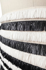 Resort 2015 Balmain Runway Graphic Striped Raffia Black & White Skirt