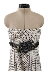 Pretty Spring 2009 Valentino Runway Strapless Dotted Silk w Front Detailing