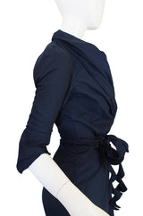 1990s Vivienne Westwood Deep Blue Cotton Wrap Dress