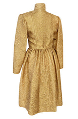 Extraordinary Fall 1991 Yves Saint Laurent Well Documented Gold Brocade Coat W Jewel Buttons