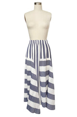 Early 1990s Issey Miyake Graphic Gray & White Elaborately Pleated Midi Skirt