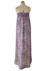 Gorgeous Spring 1977 Givenchy Runway Ad Campaign Strapless Purple Silk Chiffon Dress