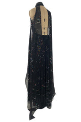 Resort 2014 Givenchy by Riccardo Tisci Backless & Caped Panel Silk Chiffon Dotted Confetti Print Dress