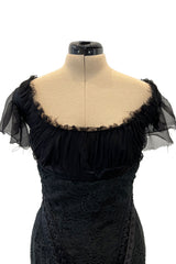 Fall 2002 Alexander McQueen 'Supercalifragilistic-Expialidocious' Runway Black Lace & Silk Chiffon Dress