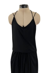 Late 1970s Ossie Clark Gold Label Slinky Black Jersey Tank Top & Peg Leg Pant Set