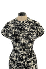 Runway Fall 2011 Chanel by Karl Lagerfeld Black & Ivory Knit Dress w Fringed Open Back