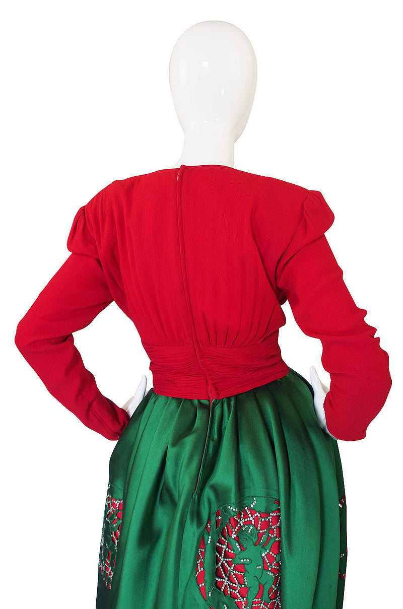Rare 1988 Valentino Rhinestone Detailed "Cupid" Silk Gown