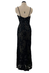 Superb 1970s Christian Dior by Marc Bohan Demi-Couture Net Lace Dress w Elaborate Beading