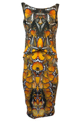 Recent Alexander McQueen Butterfly Print Back Draped Jersey Dress