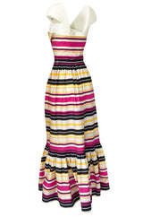 Spring 2016 Salvatore Ferragamo Ad Campaign Striped Strapless Dress