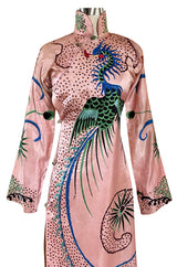 Rare Antique / 1920s Hand Embroidered & Sequinned Pink Silk Cheongsam Textile Example Dress