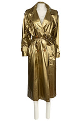1980s Christian Dior Gold Coated Metallic Oversized Trench Coat