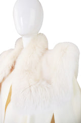 1980s Cream Wool Fox Fur Collar Cape