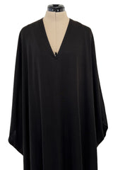 Easy to Wear 1970s Halston Simple & Chic Black Jersey Slip On Caftan Dress