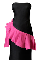 Spring 1987 Yves Saint Laurent Runway & Ad Campaign Pink Ruffle Dress