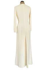 Minimalist Fall 2005 Christian Dior by John Galliano Sleek Ivory Silk Dress w Front Buttons