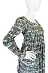 1960s Laura Ashley Green Print Dress