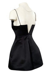 Fall 2014 Christian Dior by Raf Simons Micro Mini Black Silk Satin Dress