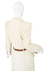 1980s Valentino Belted Ribbed Cream Coat