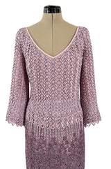 Chic 1968 Pierre Cardin Haute Couture Dress w Graduated Hand Made Purple Guipure Crochet Lace